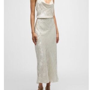 NWT Veronica Beard $540 Clover Maxi Skirt in Gold Champagne Metallic Size 2 XS